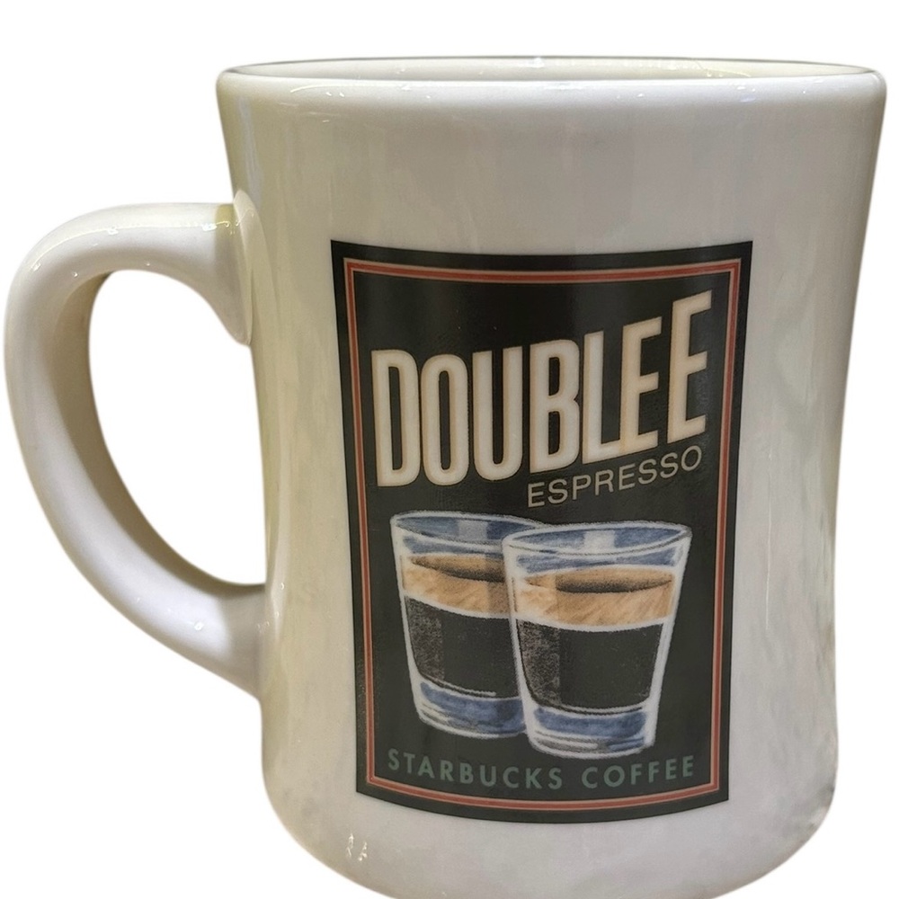 Starbucks White Ceramic Mug Classic Diner Style Double Espresso 2002